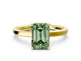 Yellow gold Fancy Green Emerald  Cut Solitaire Engagement Ring with Four-Prong Setting on a Classic Band_14