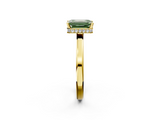 Yellow gold Fancy Green Emerald  Cut Solitaire Engagement Ring with Four-Prong Setting on a Classic Band_16