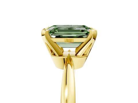 Yellow gold Fancy Green Emerald Cut Solitaire Engagement Ring with Six-Prong Setting and Tapered Band_5