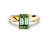 Yellow gold Fancy Green Emerald  Cut Solitaire Engagement Ring with Tapered Band and Four-Prong Setting 1