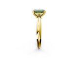 Yellow gold Fancy Green Emerald  Cut Solitaire Engagement Ring with Tapered Band and Four-Prong Setting 3