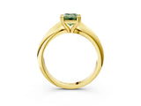 Yellow gold Fancy Green Emerald  Cut Solitaire Engagement Ring with Tapered Band and Four-Prong Setting 4
