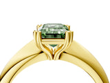 Yellow gold Fancy Green Emerald  Cut Solitaire Engagement Ring with Tapered Band and Four-Prong Setting 5