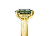 Yellow gold Fancy Green Emerald  Cut Solitaire Engagement Ring with Tapered Band and Four-Prong Setting