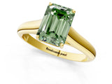 Yellow gold Fancy Green Emerald Cut Solitaire Engagement Ring with Tapered Band and Four-Prong Setting_4