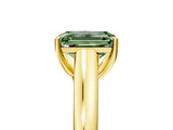 Yellow gold Fancy Green Emerald Cut Solitaire Engagement Ring with Tapered Band and Four-Prong Setting_8