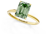 Yellow gold Fancy Green Emerald  Cut Solitaire Engagement Ring with Thin Band and Four-Prong Setting_4