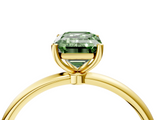 Yellow gold Fancy Green Emerald  Cut Solitaire Engagement Ring with Thin Band and Four-Prong Setting_7
