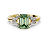 Yellow gold Fancy Green Emerald  Cut Solitaire Floral Diamond Ring with Four-Prong Setting_36