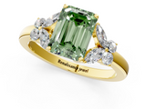 Yellow gold Fancy Green Emerald  Cut Solitaire Floral Diamond Ring with Four-Prong Setting_37
