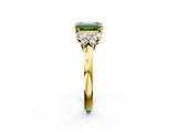 Yellow gold Fancy Green Emerald  Cut Solitaire Floral Diamond Ring with Four-Prong Setting_38