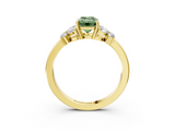 Yellow gold Fancy Green Emerald  Cut Solitaire Floral Diamond Ring with Four-Prong Setting_39