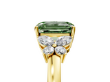 Yellow gold Fancy Green Emerald  Cut Solitaire Floral Diamond Ring with Four-Prong Setting_41