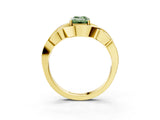 Yellow gold Fancy Green Emerald Cut Solitaire Intertwined Band Prong Setting Ring_3