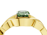 Yellow gold Fancy Green Emerald Cut Solitaire Intertwined Band Prong Setting Ring_4