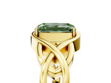 Yellow gold Fancy Green Emerald Cut Solitaire Intertwined Band Prong Setting Ring_5