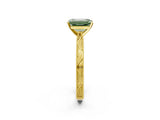Yellow gold Fancy Green Emerald Cut Solitaire Milgrain Engraved Band with Four-Prong Setting_2