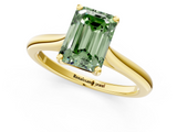 Yellow gold Fancy Green Emerald  Cut Solitaire Ring with Cathedral Band and Four-Prong Setting_53