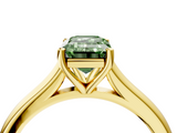 Yellow gold Fancy Green Emerald  Cut Solitaire Ring with Cathedral Band and Four-Prong Setting_56