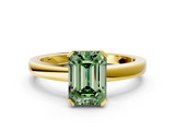 Yellow gold Fancy Green Emerald  Cut Solitaire Ring with Four-Prong Setting and Classic Band_27