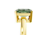 Yellow gold Fancy Green Emerald  Cut Solitaire Ring with Four-Prong Setting and Classic Band_32