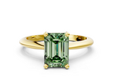 Yellow gold Fancy Green Emerald  Cut Solitaire Ring with Four-Prong Setting on a Classic Band_42