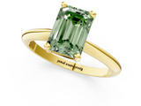 Yellow gold Fancy Green Emerald  Cut Solitaire Ring with Four-Prong Setting on a Classic Band_43