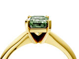 Yellow gold Fancy Green Emerald  Cut Solitaire Ring with Four-Prong Setting on a Classic Band_46