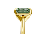 Yellow gold Fancy Green Emerald  Cut Solitaire Ring with Four-Prong Setting on a Classic Band_47