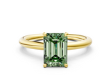 Yellow gold Fancy Green Emerald  Cut Solitaire Ring with Thin Band and Four-Prong Setting_16