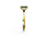 Yellow gold Fancy Green Emerald  Cut Solitaire Ring with Thin Band and Four-Prong Setting_18