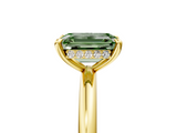 Yellow gold Fancy Green Emerald  Cut Solitaire Ring with Thin Band and Four-Prong Setting_21