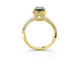 Yellow gold Fancy Green Emerald Cut Solitaire Split Shank Pave Diamond Engagement Ring with Four-Prong Setting_27