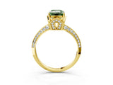 Yellow gold Fancy Green Emerald Cut Solitaire Split Shank Pave Diamond Engagement Ring with Four-Prong Setting_3