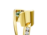 Yellow gold Fancy Green Emerald Cut Solitaire Tension-Set Diamond Split Shank Ring_5
