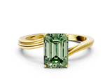 Yellow gold Fancy Green Emerald  Cut Solitaire Twist Band Ring with Four-Prong Setting_20