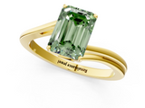 Yellow gold Fancy Green Emerald  Cut Solitaire Twist Band Ring with Four-Prong Setting_21