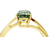 Yellow gold Fancy Green Emerald  Cut Solitaire Twist Band Ring with Four-Prong Setting_24
