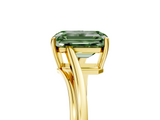 Yellow gold Fancy Green Emerald  Cut Solitaire Twist Band Ring with Four-Prong Setting_25