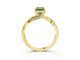 Yellow gold Fancy Green Emerald Cut Solitaire Twist Pave Diamond Engagement Ring with Prong Setting_27
