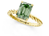 Yellow gold Fancy Green Emerald  Cut Solitaire Twisted Band with Four-Prong Setting_105