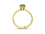 Yellow gold Fancy Green Emerald  Cut Solitaire Twisted Band with Four-Prong Setting_107