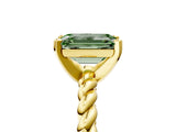 Yellow gold Fancy Green Emerald  Cut Solitaire Twisted Band with Four-Prong Setting_109