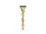 Yellow gold Fancy Green Emerald Cut Solitaire Twisted Pave Band with Four-Prong Setting_5