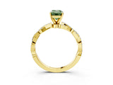 Yellow gold Fancy Green Emerald Cut Solitaire Twisted Pave Band with Four-Prong Setting_6