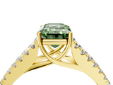 Yellow gold Fancy Green Emerald  Cut Split Shank Pave Diamond Engagement Ring with Four-Prong Setting_28