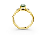 Yellow gold Fancy Green Emerald  Cut Three-Stone Channel Set Ring with Bar Prongs_48