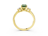 Yellow gold Fancy Green Emerald  Cut Three-Stone Diamond Pavé Band with Prong Setting_20