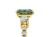 Yellow gold Fancy Green Emerald  Cut Three-Stone Diamond Pavé Band with Prong Setting_22