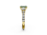 Yellow gold Fancy Green Emerald  Cut Three-Stone Diamond Pave Band with Prong Setting_39